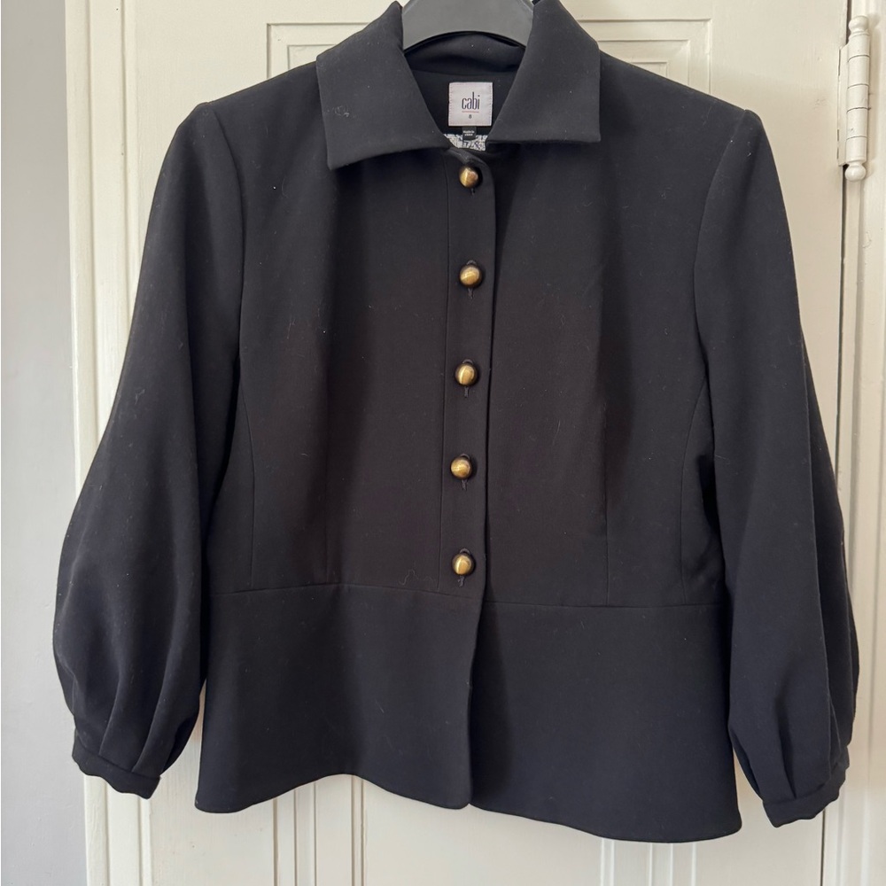 CAbi Black Blazer with Gold Buttons